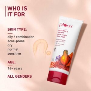 Plum Saffron & Papaya Glow Brightening Face Wash – With Vitamin B5, Papaya Enzyme & Saffron Oil - 100ml