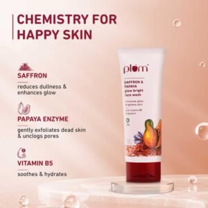 Plum Saffron & Papaya Glow Brightening Face Wash – With Vitamin B5, Papaya Enzyme & Saffron Oil - 100ml
