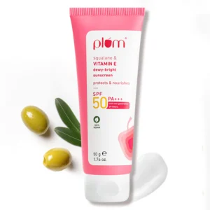 Plum Squalane & Vitamin E Dewy-Bright Sunscreen SPF 50 PA+++ | Lightweight, Non-Sticky, Dewy Finish – 50 g