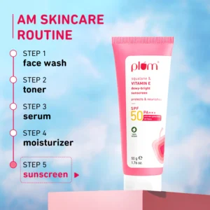 Plum Squalane & Vitamin E Dewy-Bright Sunscreen SPF 50 PA+++ | Lightweight, Non-Sticky, Dewy Finish – 50 g