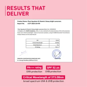 Plum Squalane & Vitamin E Dewy-Bright Sunscreen SPF 50 PA+++ | Lightweight, Non-Sticky, Dewy Finish – 50 g