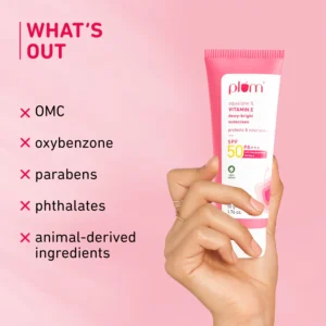 Plum Squalane & Vitamin E Dewy-Bright Sunscreen SPF 50 PA+++ | Lightweight, Non-Sticky, Dewy Finish – 50 g