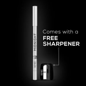 RENEE Midnight Kohl Kajal – Darkest Black, 24Hr Stay, Waterproof & Smudge-Proof with Sharpener | 1.5g