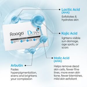 Raaga Professional De-Tan Cream | Kojic & Milk Extracts | Removes Sun Tan & Restores Natural Fairness – 72g