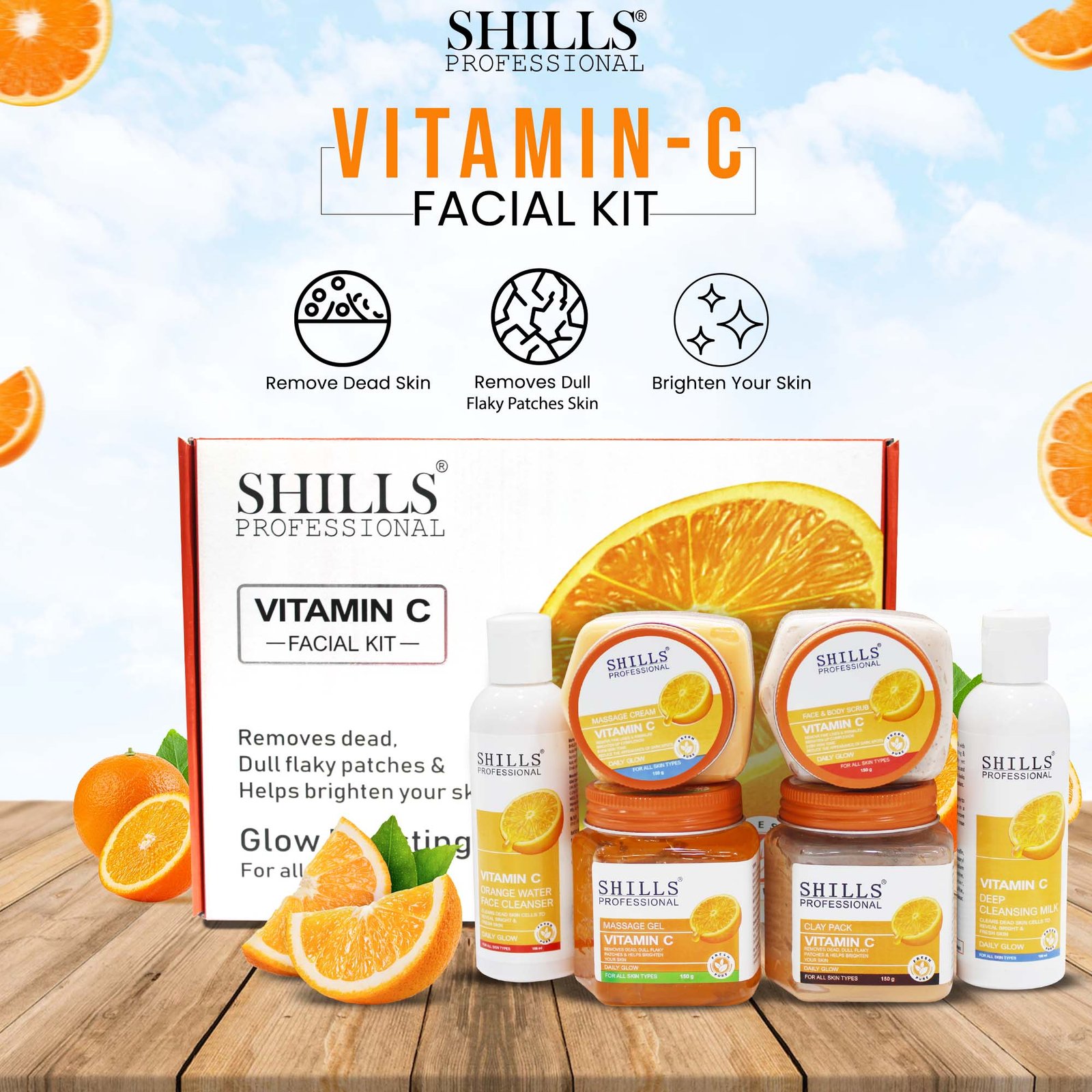 Shills Professional Vitamin C Facial Kit | Brightening, Anti-Aging & Hydrating Skincare – For All Skin Types
