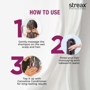 Streax Professional Canvoline Shampoo – Sulphate & Paraben Free Post Care for Straightened Hair – 300ml