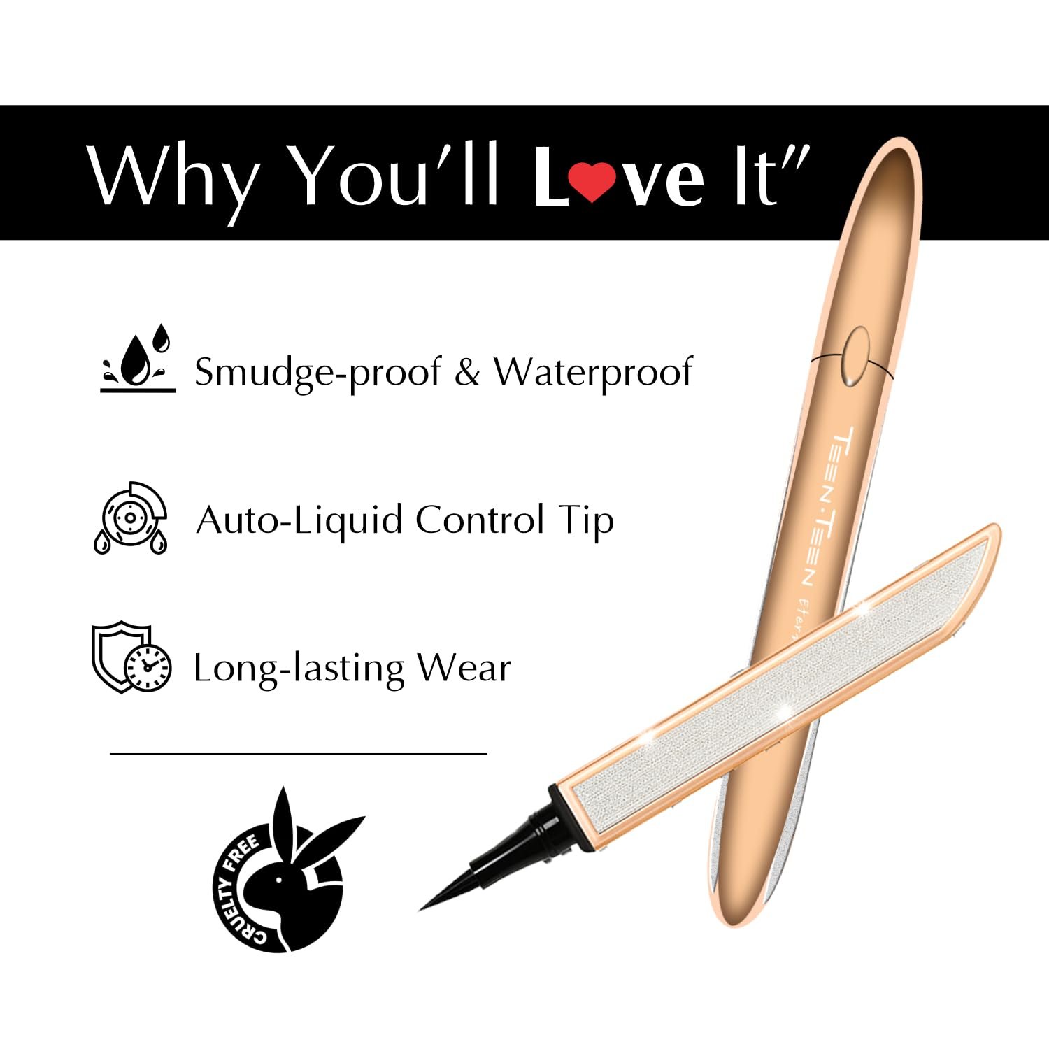 TEEN TEEN Wing It Eyeliner – Long-Lasting, Waterproof, Smooth Application & Intense Black, 1.5g - Image 7