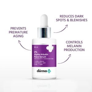 The Derma Co 2% Alpha Arbutin Face Serum – Reduces Dark Spots & Evens Skin Tone – 30ml