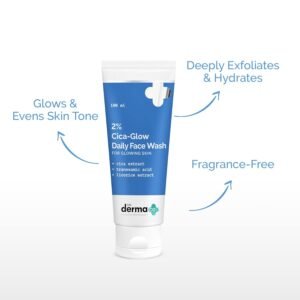 The Derma Co 2% Cica-Glow Daily Face Wash – Brightening & Even Tone Cleanser with Tranexamic Acid & Licorice – 100ml