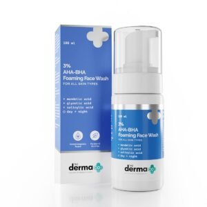 The Derma Co 3% AHA+BHA Foaming Daily Face Wash – Oil-Free Exfoliating Cleanser for Acne Control – 100ml