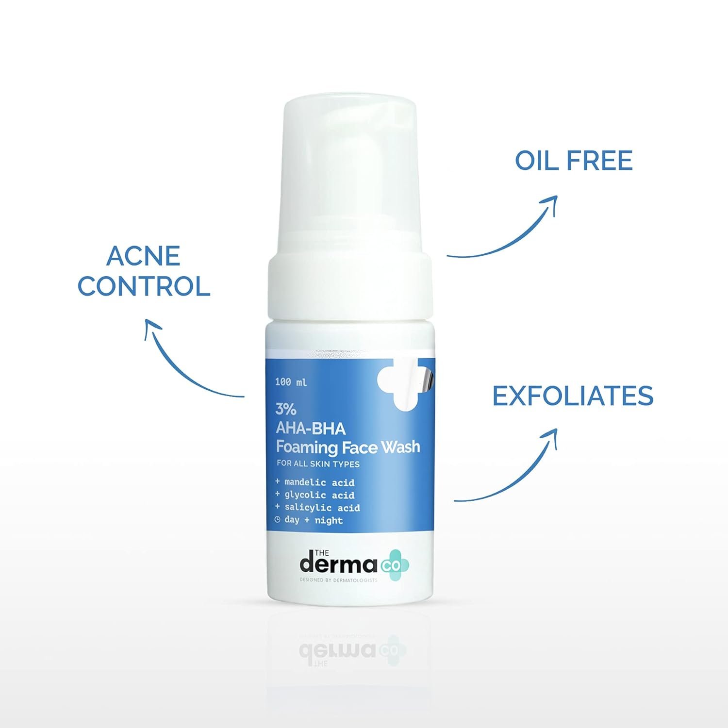 The Derma Co 3% AHA+BHA Foaming Daily Face Wash – Oil-Free Exfoliating Cleanser for Acne Control – 100ml - Image 3