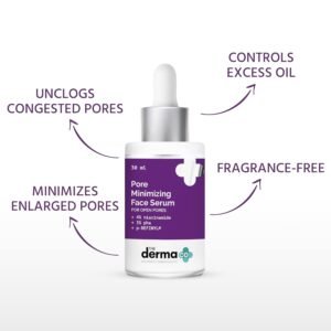 The Derma Co Pore Minimizing Face Serum – Niacinamide + PHA | Tightens Pores, Controls Oil & Clears Skin – 30ml