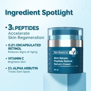 The Derma Co x Dr.V Skin Renew Peptide Retinol Serum-Cream – Boosts Collagen, Reduces Dark Spots & Brightens Skin – 30ml