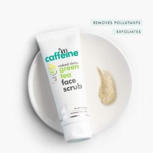 mCaffeine Green Tea Face Scrub | Vitamin C & Walnut Exfoliator for Clear, Detoxed & Hydrated Skin – 100 g