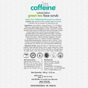 mCaffeine Green Tea Face Scrub | Vitamin C & Walnut Exfoliator for Clear, Detoxed & Hydrated Skin – 100 g
