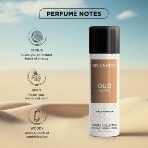 Bella Vita Luxury Oud White Body Deo – No Gas Deodorant for Men & Women – Long-Lasting Woody & Citrus Fragrance – 150ml