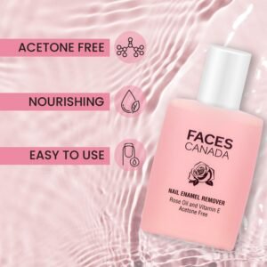 FACES CANADA Nail Enamel Remover – Rose Oil & Vitamin E | Acetone-Free, Cruelty-Free | Nail Polish Remover | 90ml
