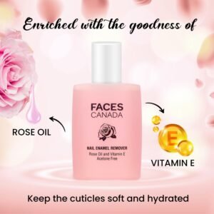 FACES CANADA Nail Enamel Remover – Rose Oil & Vitamin E | Acetone-Free, Cruelty-Free | Nail Polish Remover | 90ml