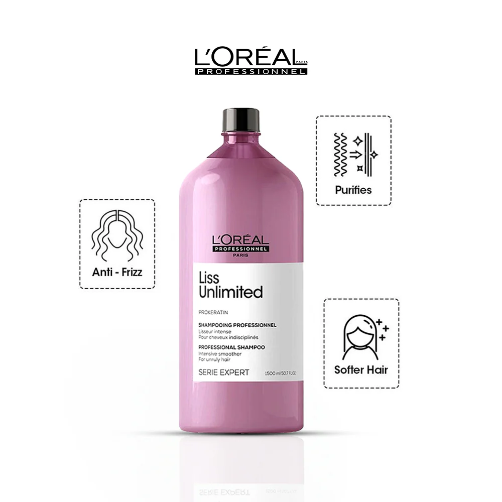 L’Oréal Professionnel Liss Unlimited Shampoo – Frizz Control & Smoothening – 1500ml - Image 2
