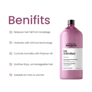 L’Oréal Professionnel Liss Unlimited Shampoo – Frizz Control & Smoothening – 1500ml