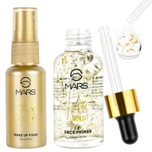 MARS 2-in-1 24K Gold Primer & Makeup Setting Spray – Hydrating, Long-Lasting & Radiance Boosting, 65ml