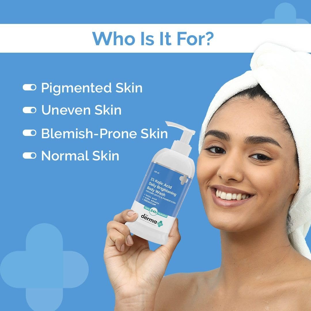 The Derma Co 1% Kojic Acid Body Wash – Brightening & Hydrating Cleanser | Reduces Pigmentation – 250ml - Image 2