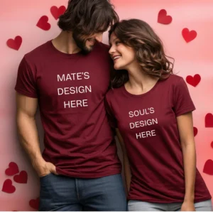 Customized Couple T-Shirts Round Neck Half Sleeve | Upload Your Own Design | Cotton Regular Fit Matching T-Shirts